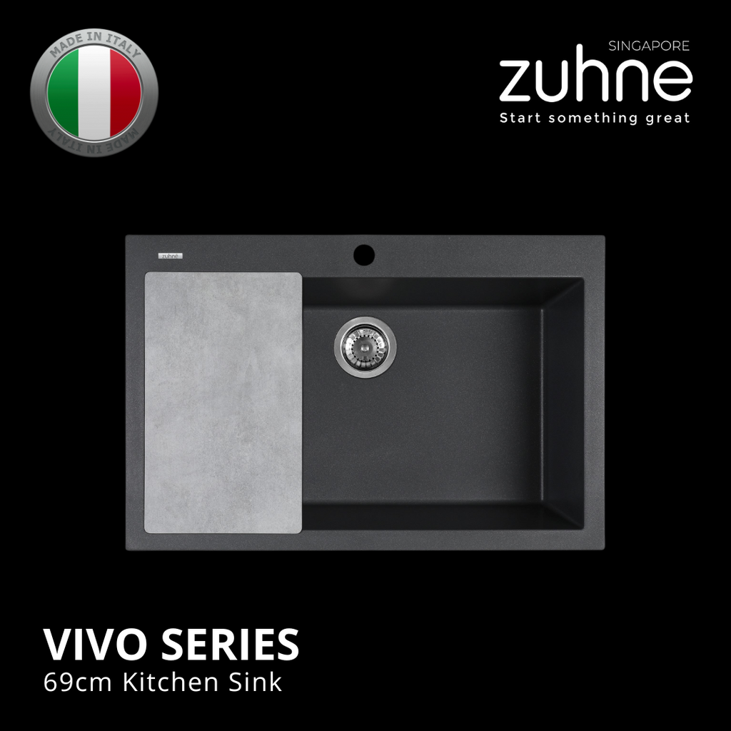 Buy VIVO 69cm Grey Granite Kitchen Sink | Italian Made | Stylish