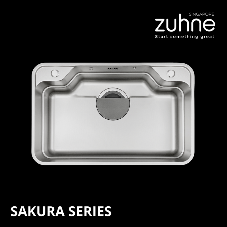 SAKURA 76cm Japan-Style Flush Mount Workstation Kitchen Sink with Acce ...