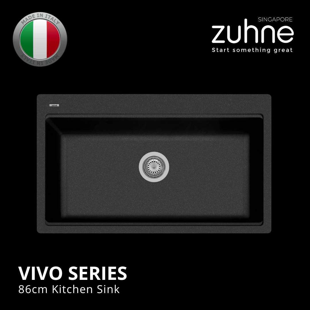 Buy VIVO 86cm Black Granite Ledge Workstation Sink | Made in Italy