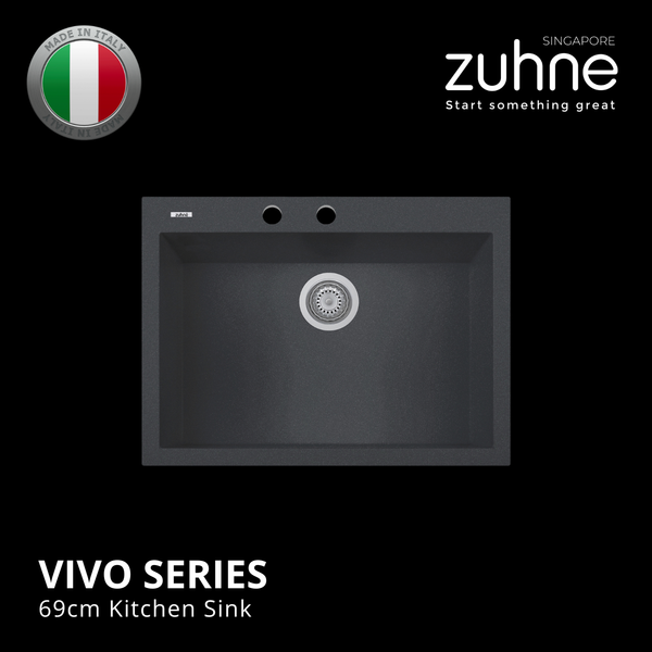 Buy VIVO 69cm Grey Granite Kitchen Sink | Italian Made | Stylish