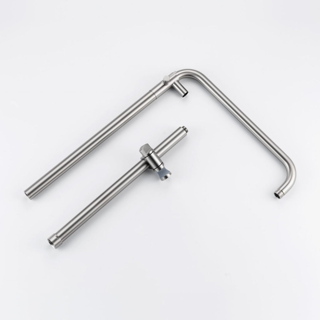 Rova two-piece riser column with shower arm and sliding handshower holder