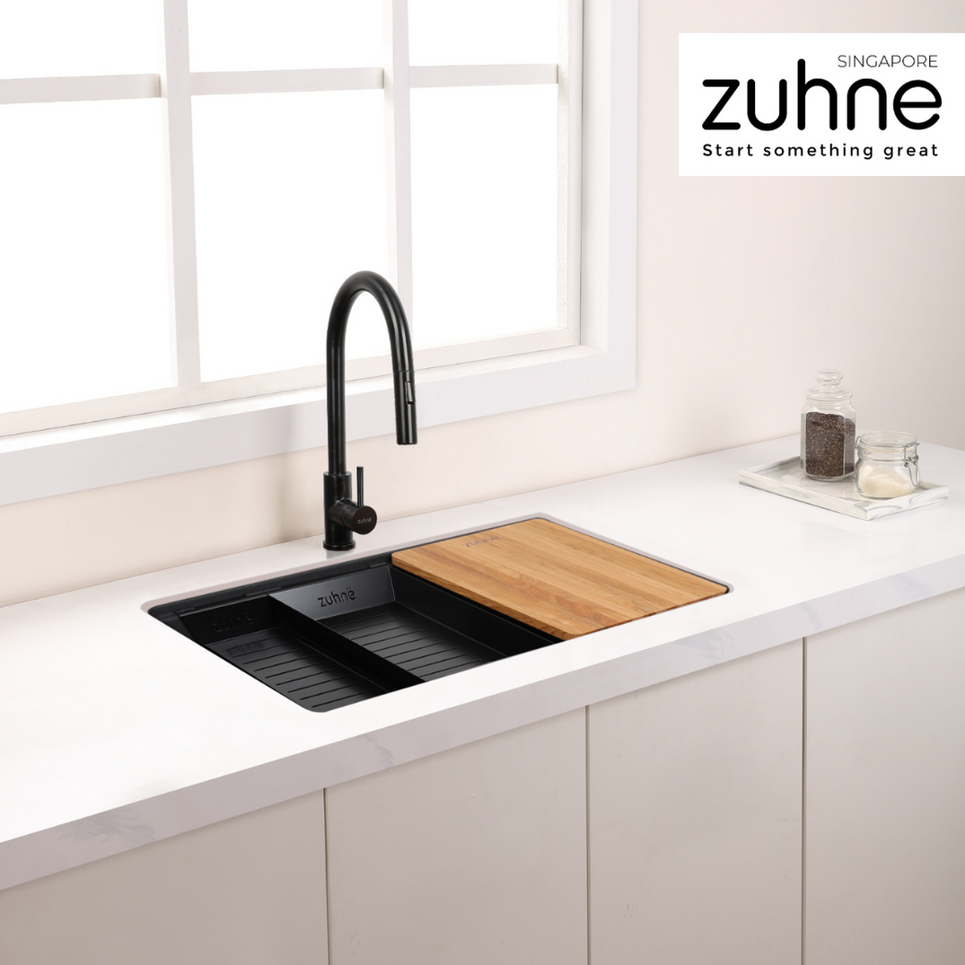 NIO Matte Black Solid Stainless Steel Pull Down Kitchen Mixer Faucet