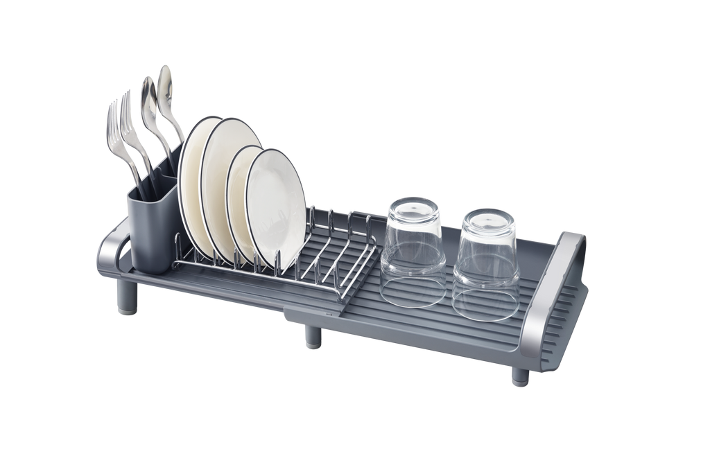 Musta Small Dish Drying Rack Extendable Tray Fast Drain Design