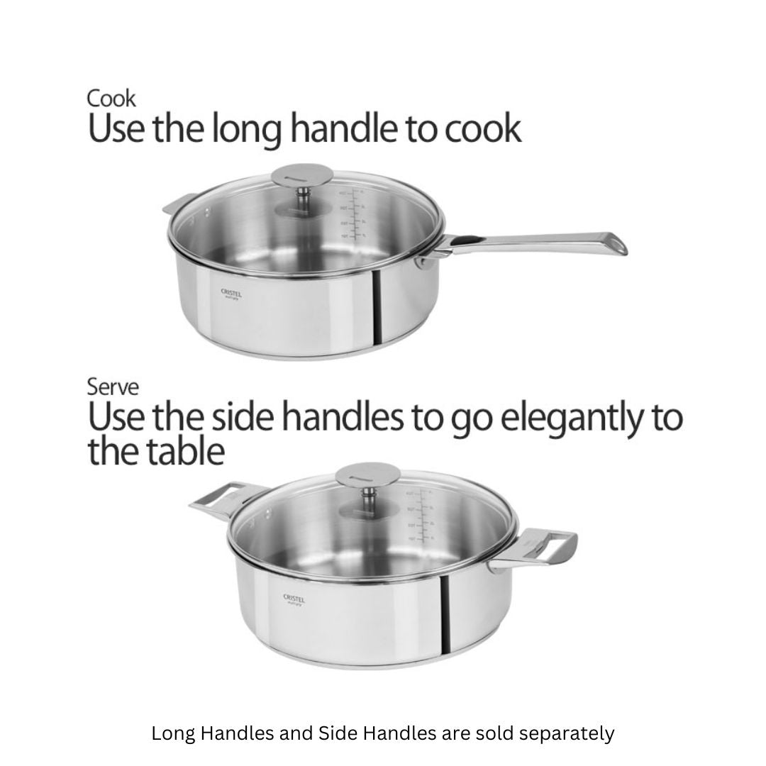 CRISTEL　CLASS IQUE 24cm CRISTEL 24cm Stainless Steel Sauté Pan | Glass Lid + Detachable Handle